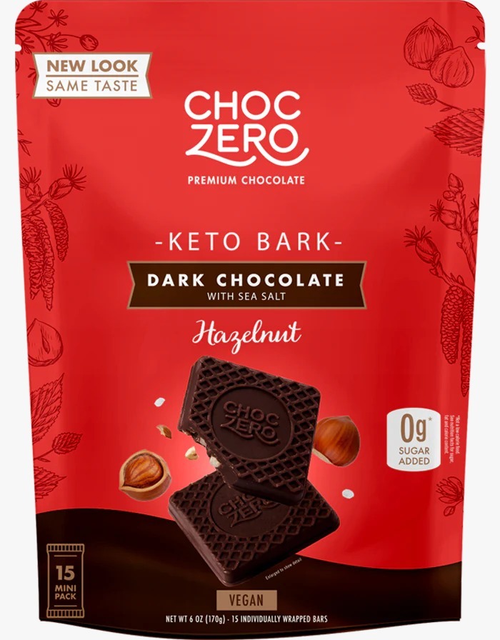 Choczero 無糖榛子海鹽黑朱古力塊 170g (1袋有15塊)