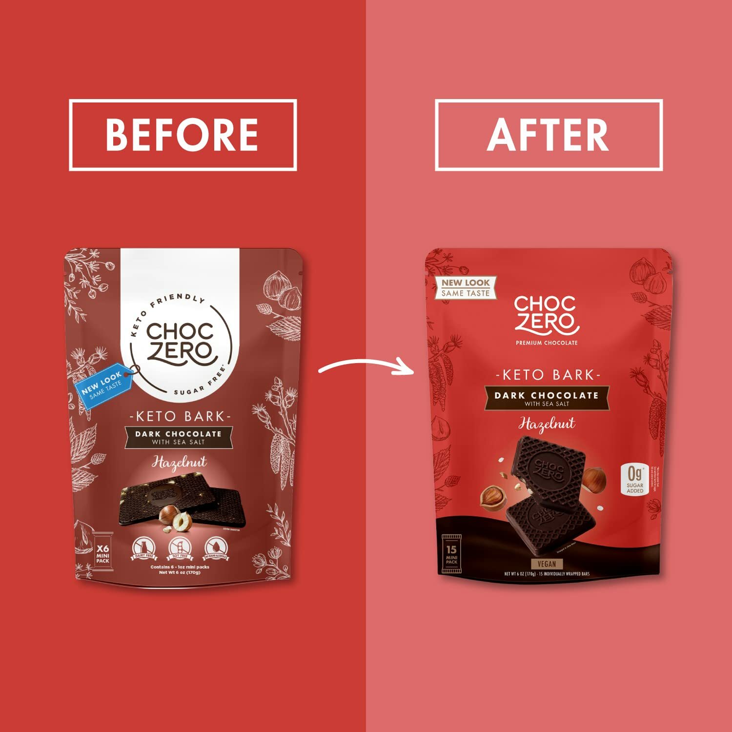 Choczero 無糖榛子海鹽黑朱古力塊 170g (1袋有15塊)