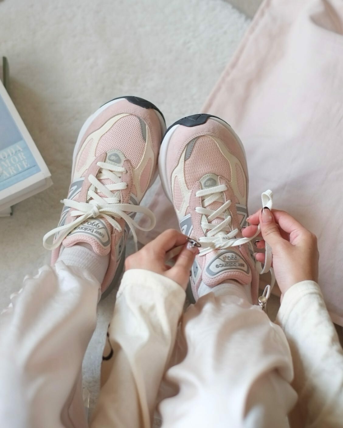 NEW BALANCE 990V6 大童女生 櫻花粉