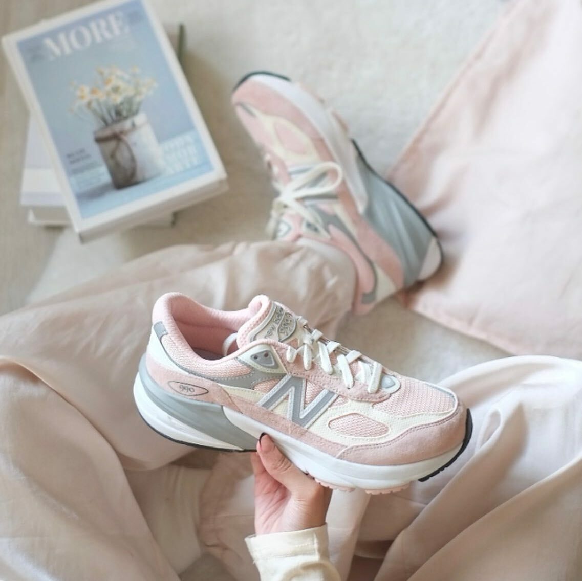 NEW BALANCE 990V6 大童女生 櫻花粉