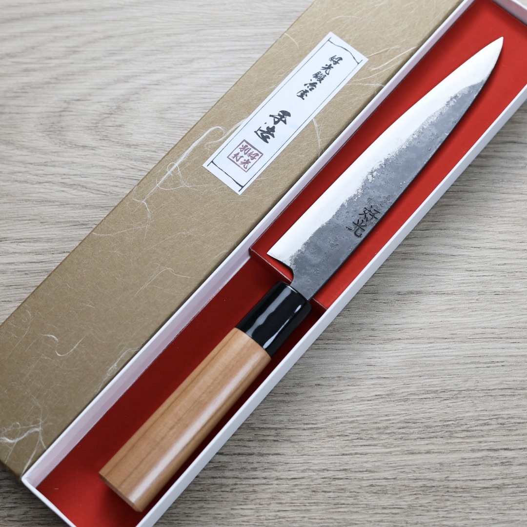 好光 蔬果刀 150mm 白紙鋼 黑打 櫻桃木柄