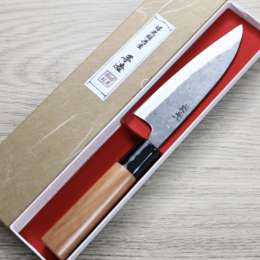 好光 蔬果刀 120mm 白紙鋼 黑打 櫻桃木柄