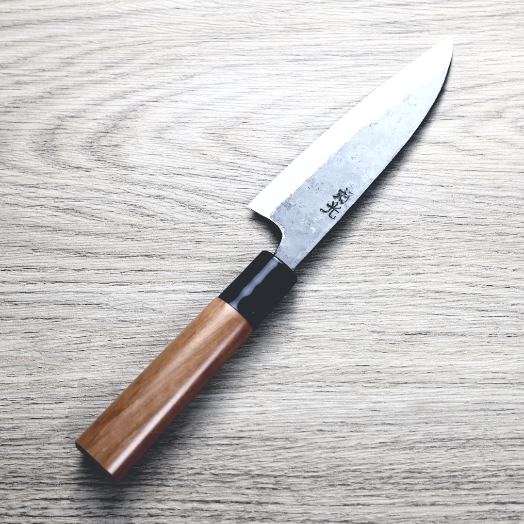 好光 蔬果刀 120mm 白紙鋼 黑打 櫻桃木柄