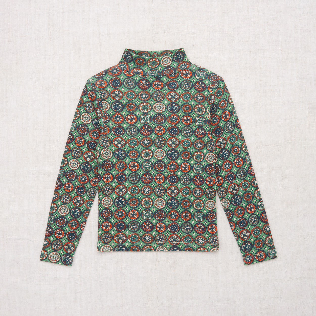 Misha & Puff - Mock Neck Easy Top - Jadeite Folk Tile