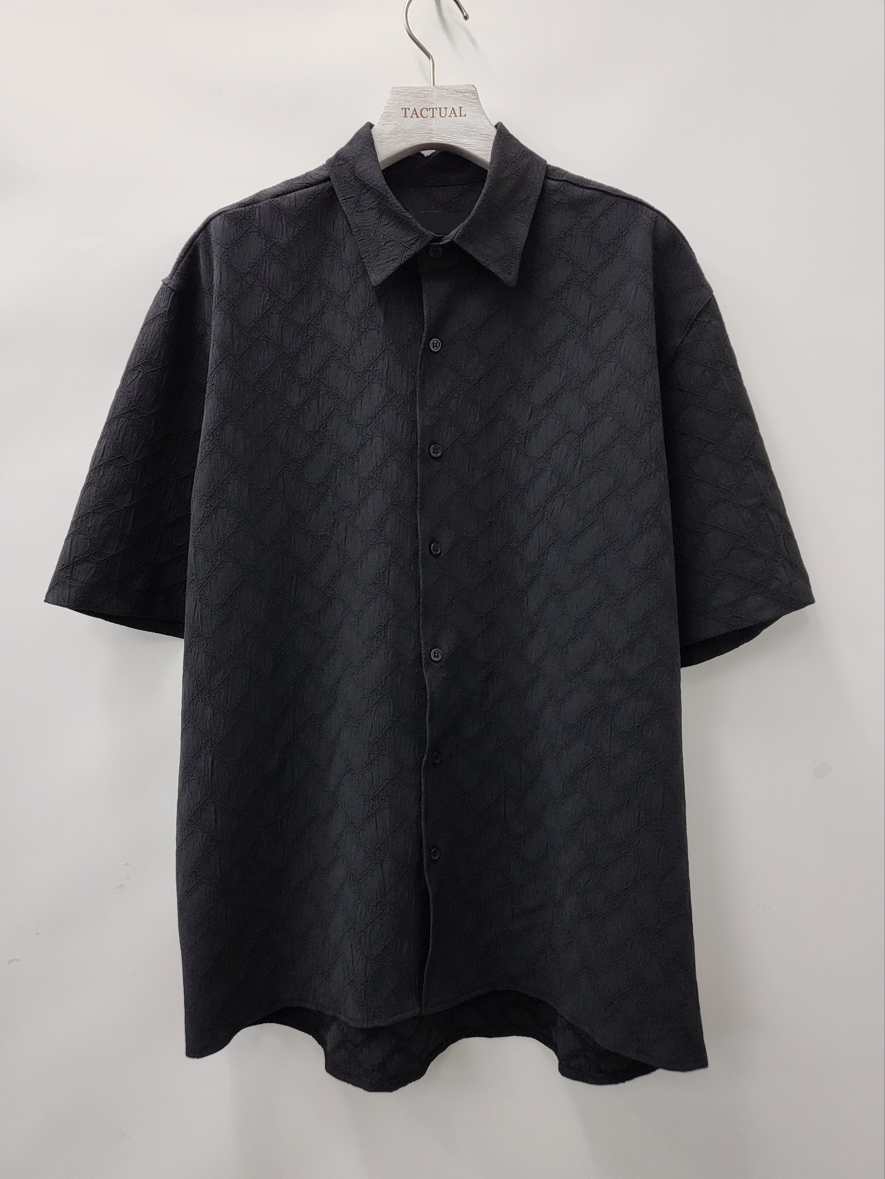 淨色暗格紋短袖恤衫 S2141