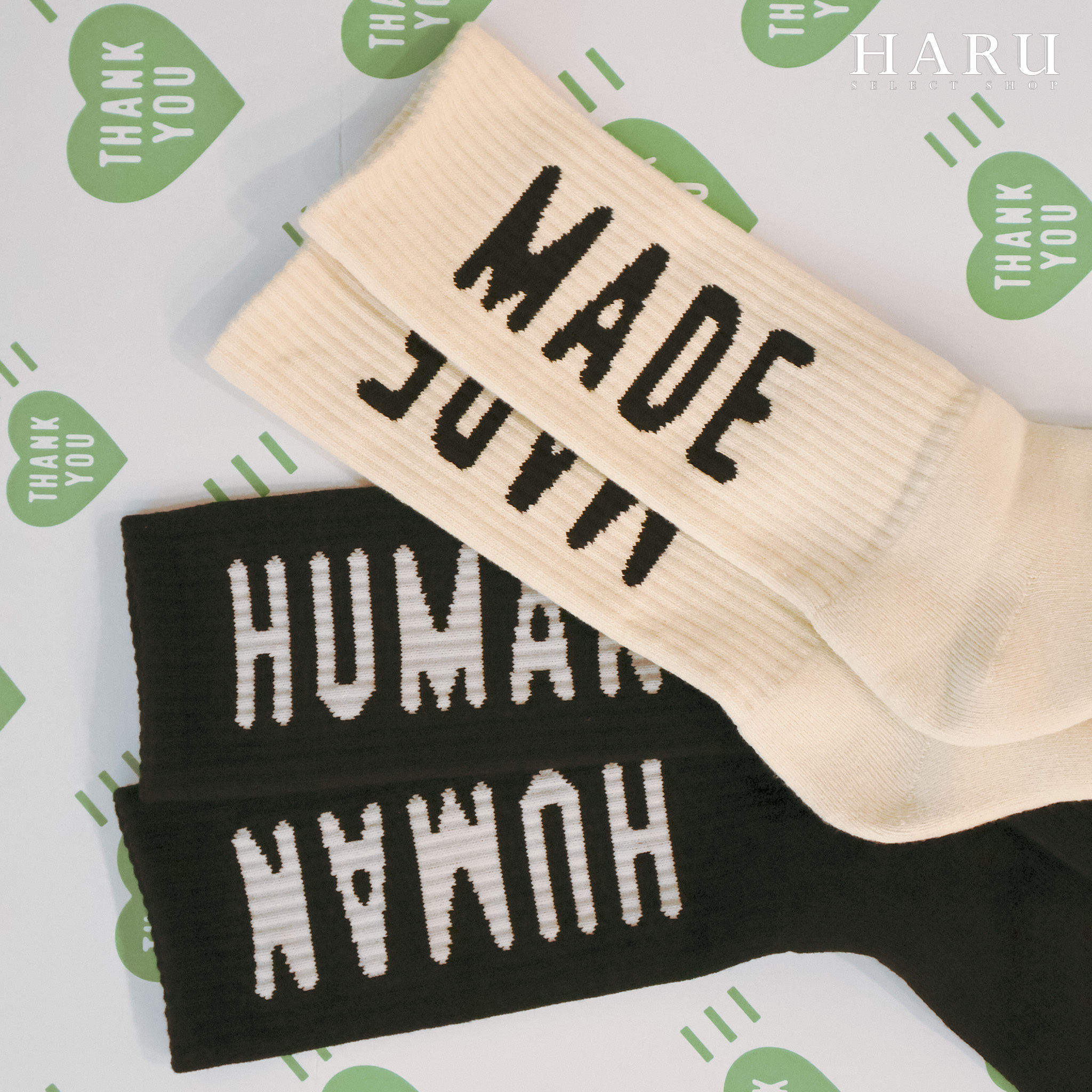 快閃預購】HUMAN MADE HM LOGO SOCKS 黑白針織襪子HM26GD006