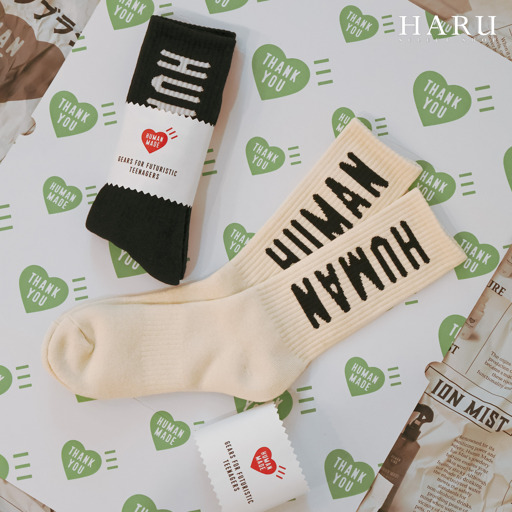 快閃預購】HUMAN MADE HM LOGO SOCKS 黑白針織襪子HM26GD006