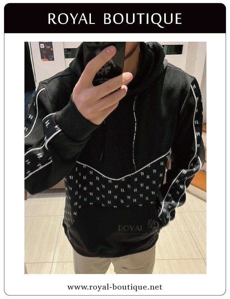 KARL LAGERFELD 卡爾 KL串標拼接帽T