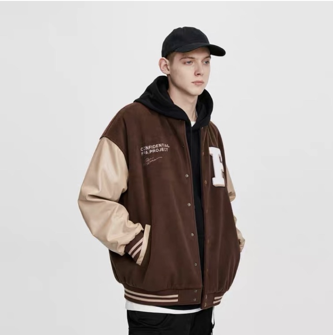 FPA (SALE) 撞色拼接復古棒球外套 夾克 外套 棒球外套 刺繡 立絨 拼接 撞色 復古