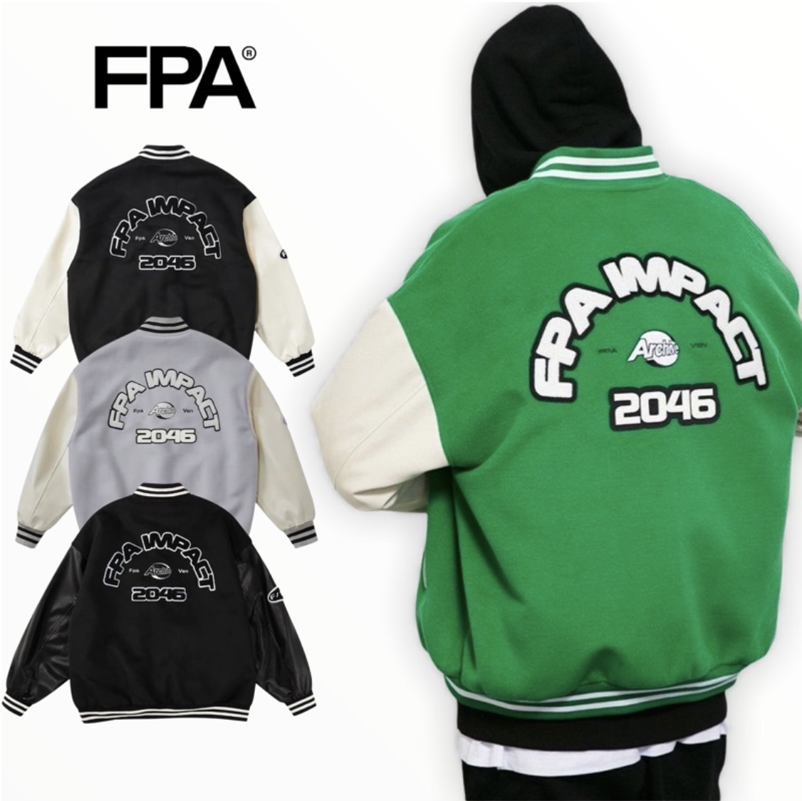 FPA (SALE) 刺繡 拼接 棒球外套 立絨 外套 長袖