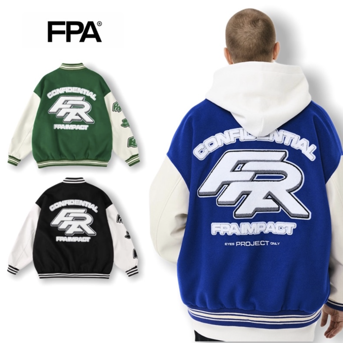 FPA (SALE)  刺繡拼接撞色棒球外套 夾克 外套 棒球外套 刺繡 立絨