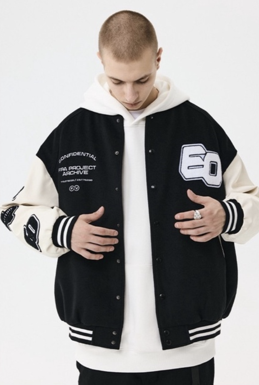 FPA (SALE)  刺繡拼接撞色棒球外套 夾克 外套 棒球外套 刺繡 立絨