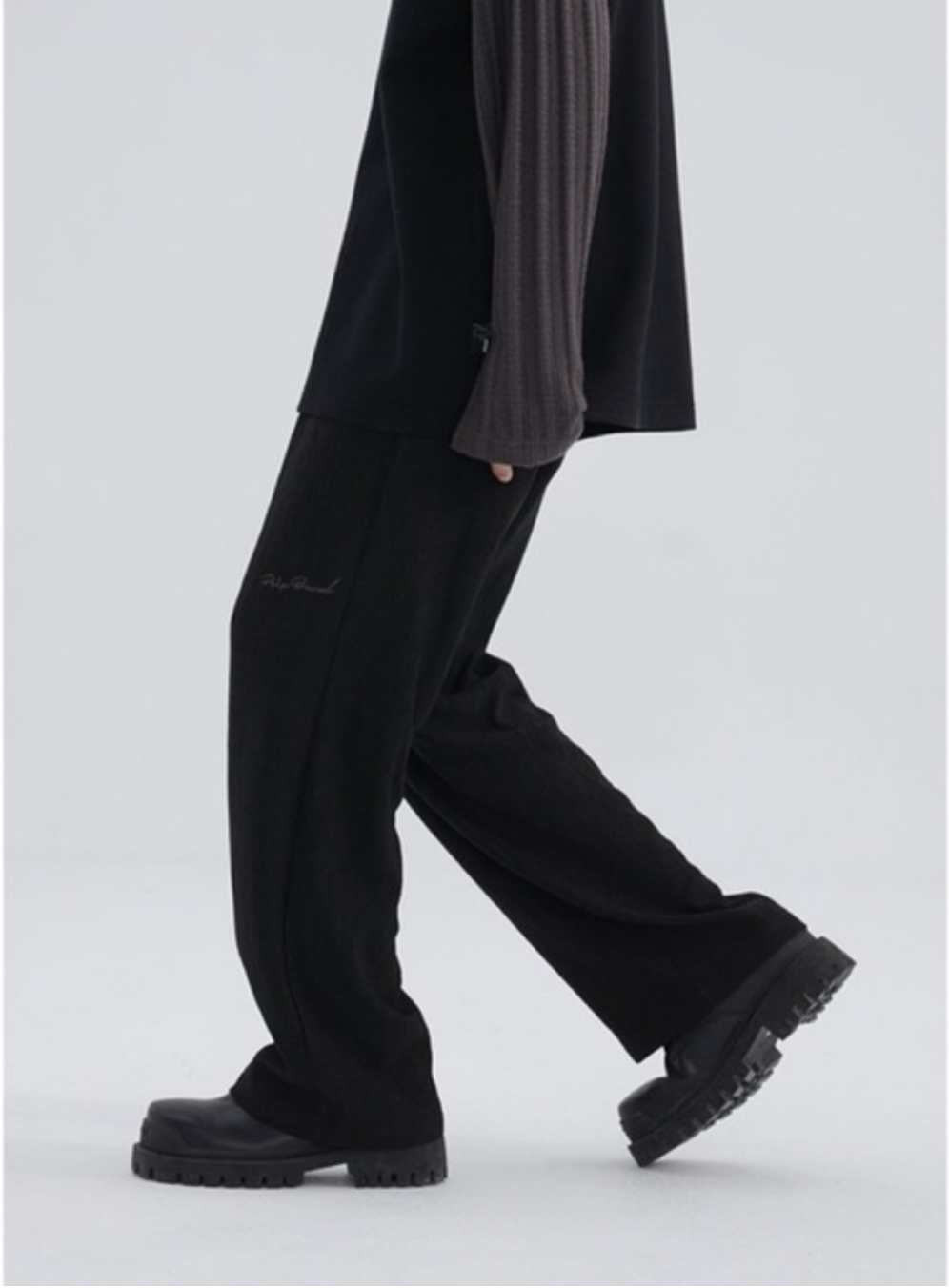 PCLP (SALE) 新銳設計師品牌 繫腰帶水波細紋垂墜感長褲 刺繡 長褲 下身 素面 垂墜感