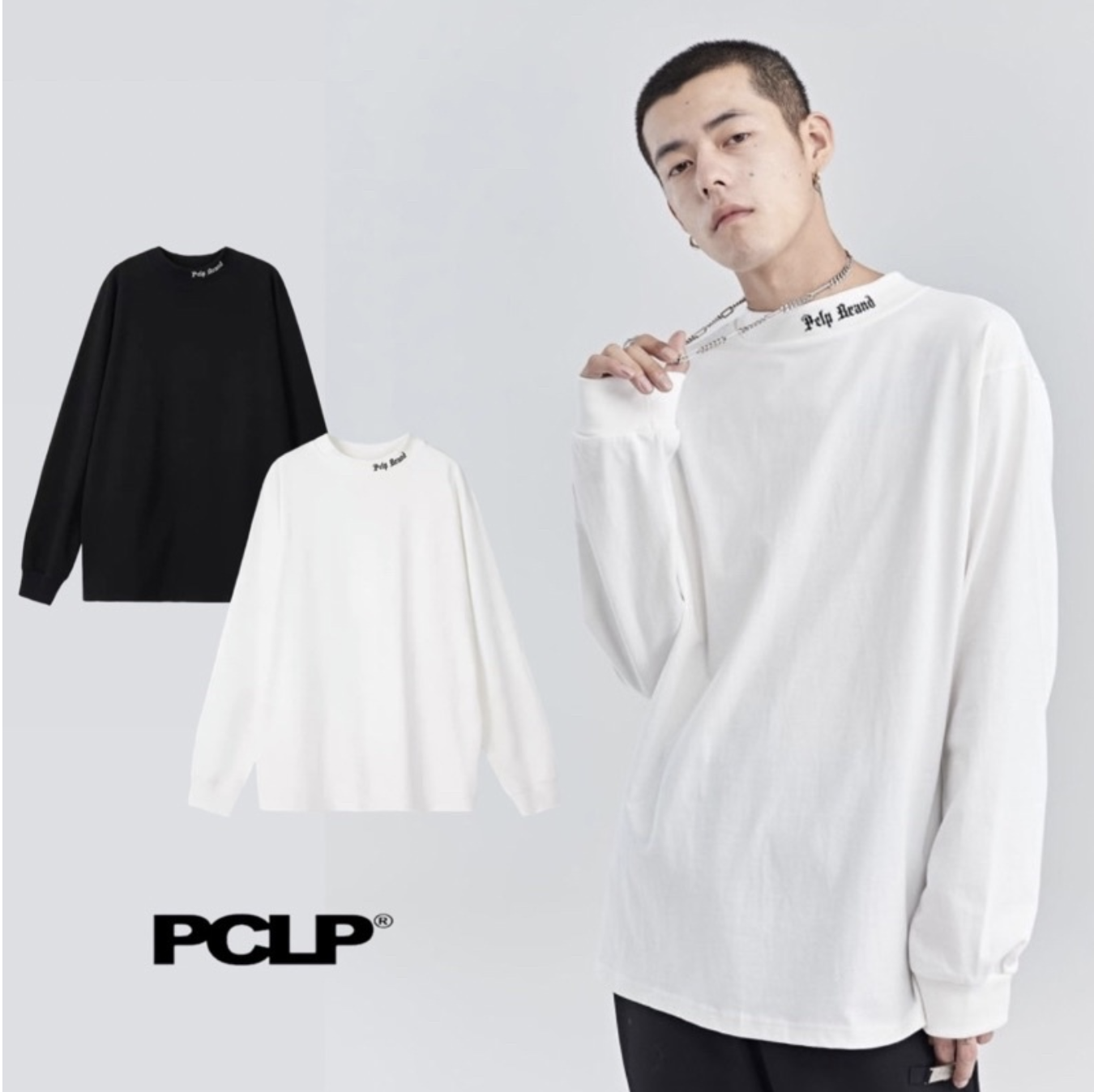 PCLP 新銳設計師品牌 刺繡歌德LOGO薄長袖 打底 微高領 薄長袖 長袖 基本款