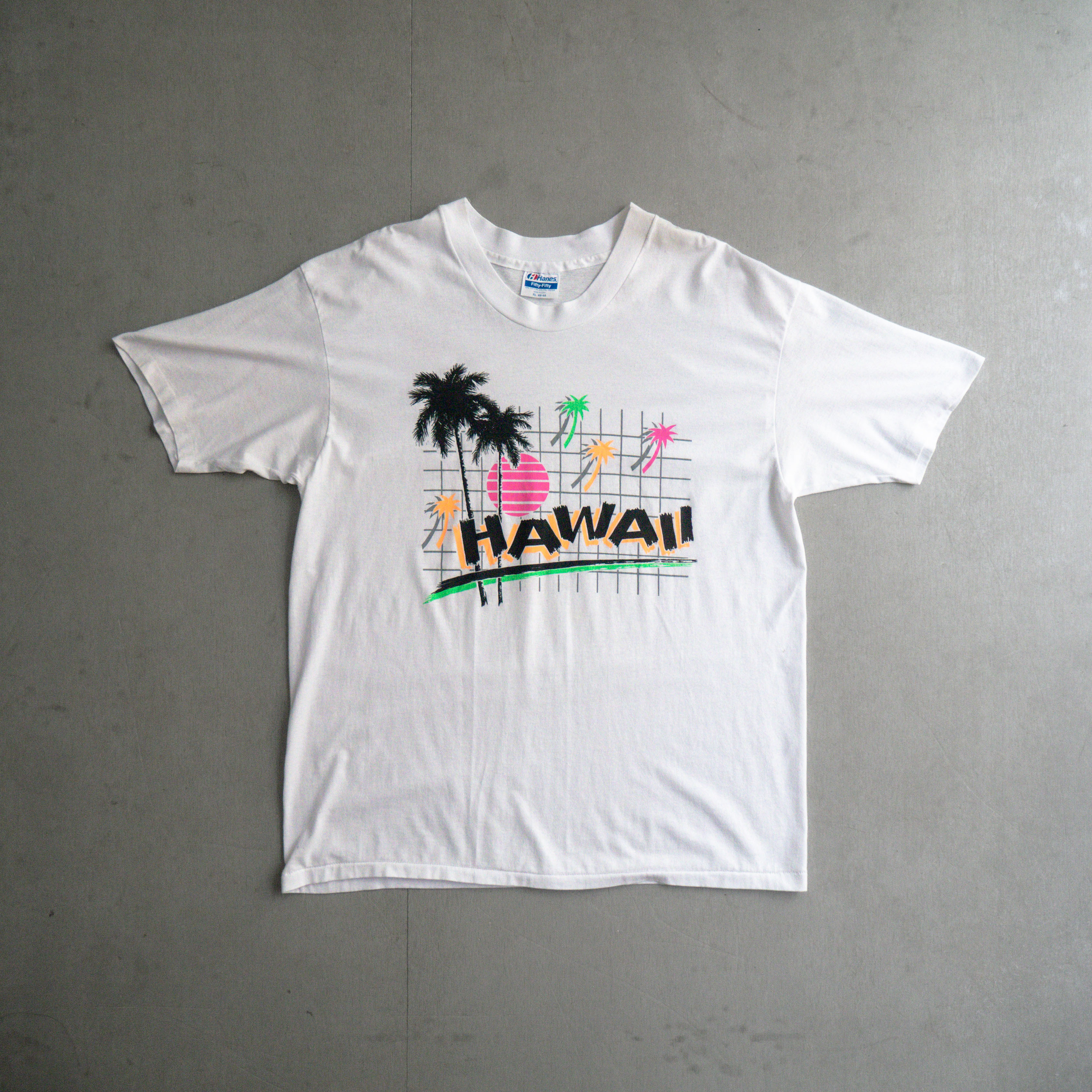 90S HANES 50/50 VINTAGE TEE 美國製 夏威夷 圖案 白色 短袖 T恤