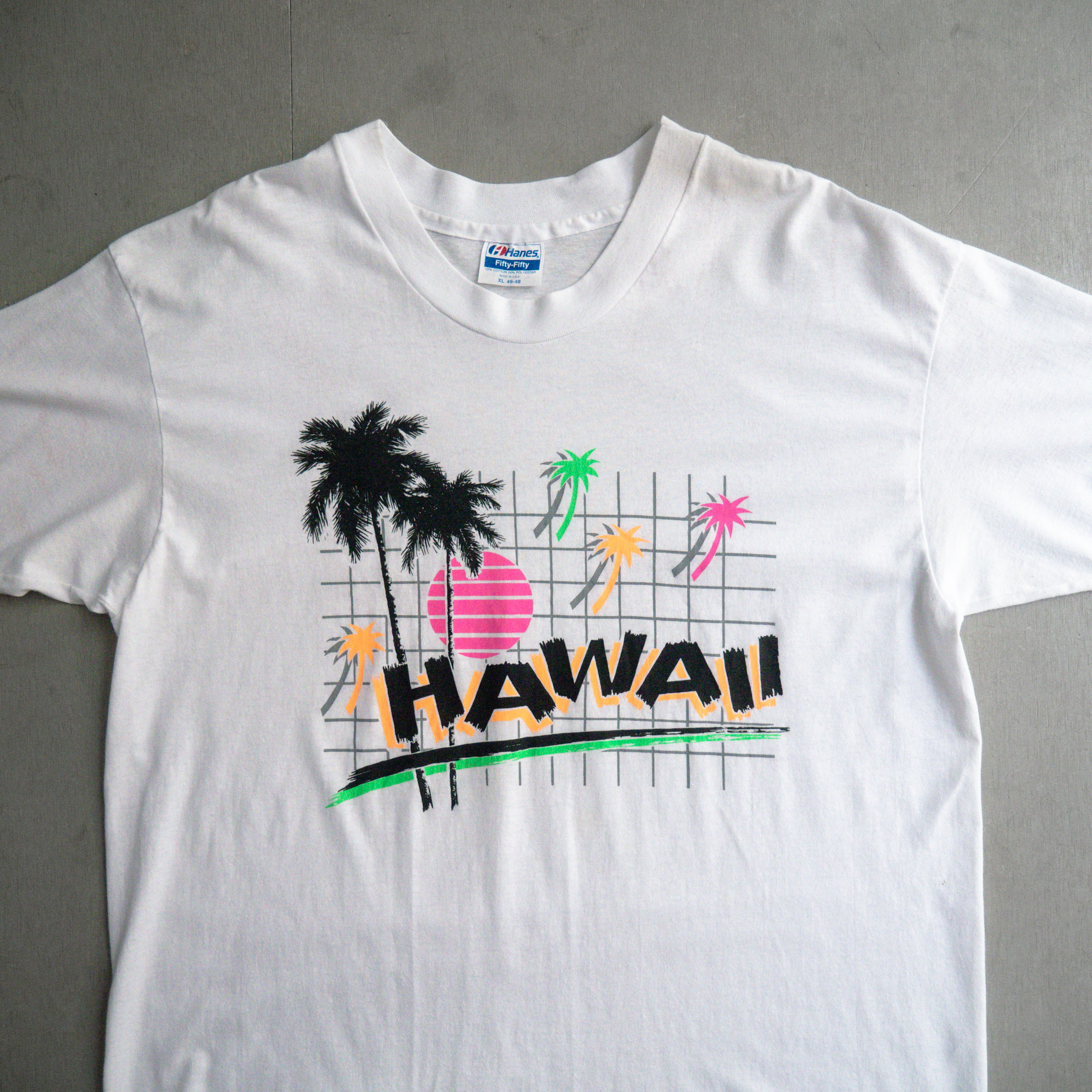 90S HANES 50/50 VINTAGE TEE 美國製 夏威夷 圖案 白色 短袖 T恤