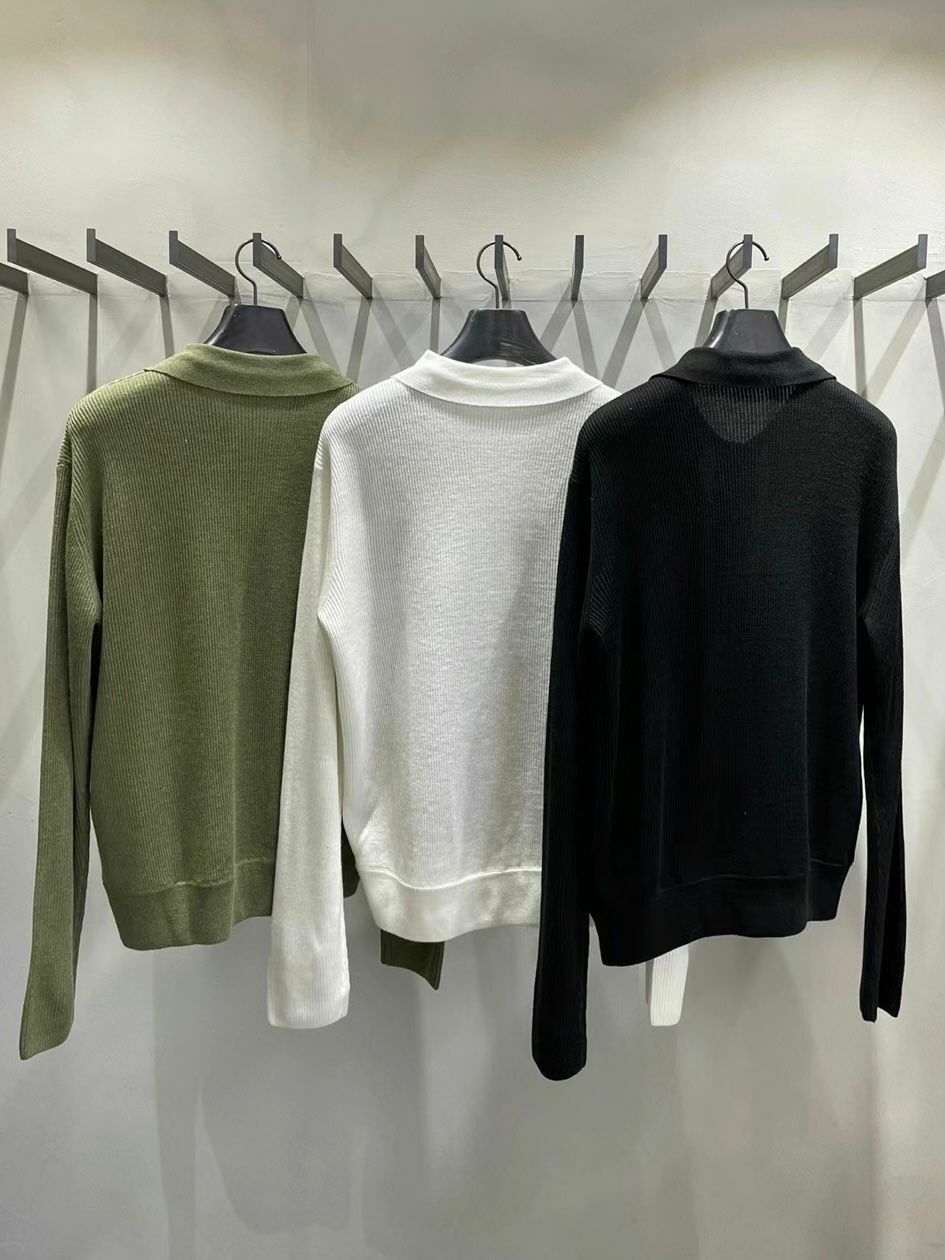 恤衫領格仔開胸針織外套 OWN-021JK