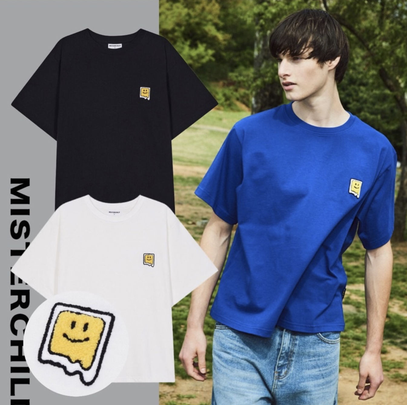 韓國代理品牌 Misterchild 方塊溶解笑臉 經典LOGO 短T T-SHIRT 短袖