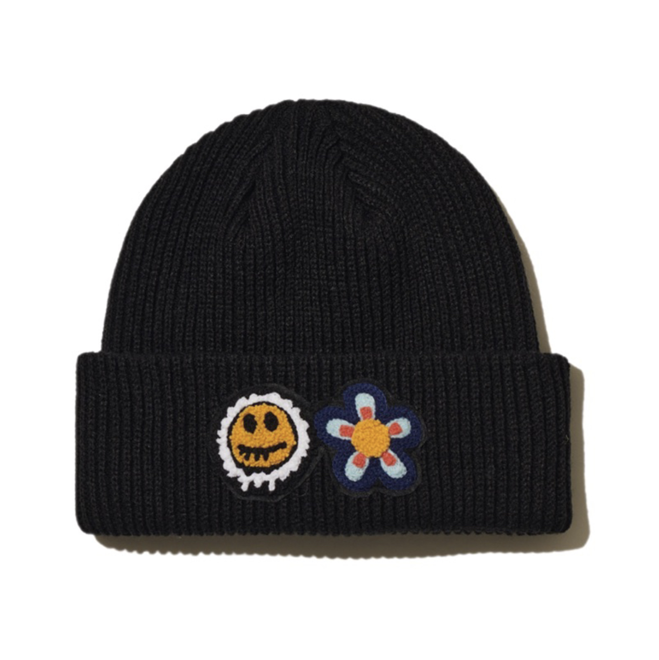 韓國代理品牌 Misterchild 雙花LOGO 溶解笑臉 小花 立絨 刺繡 毛帽 帽 針織