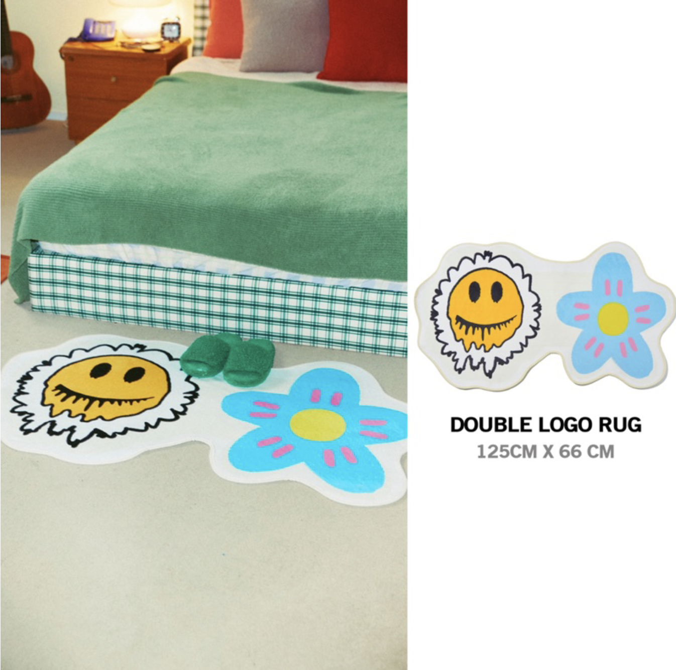 韓國代理品牌 Misterchild ！新品！溶解笑臉 小花 地毯 童趣印花 設計 地毯 居家