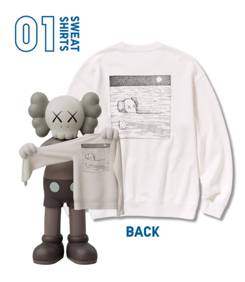 【LUXURY】UNIQLO & KAWS 2023 最新款 聯名代購 秋冬 長袖 衛衣 大學T 棉質上衣 兒童 童裝 大人 優衣庫 米白黑 潮流