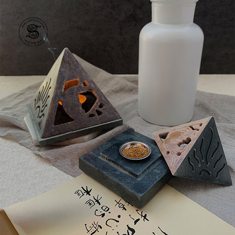 高質感金字塔大小香台獨特的金字塔形狀用途多樣燃燒香料這有助於提升空間的香氛和氛圍靜心冥想時帶來寧靜 -光之薩滿