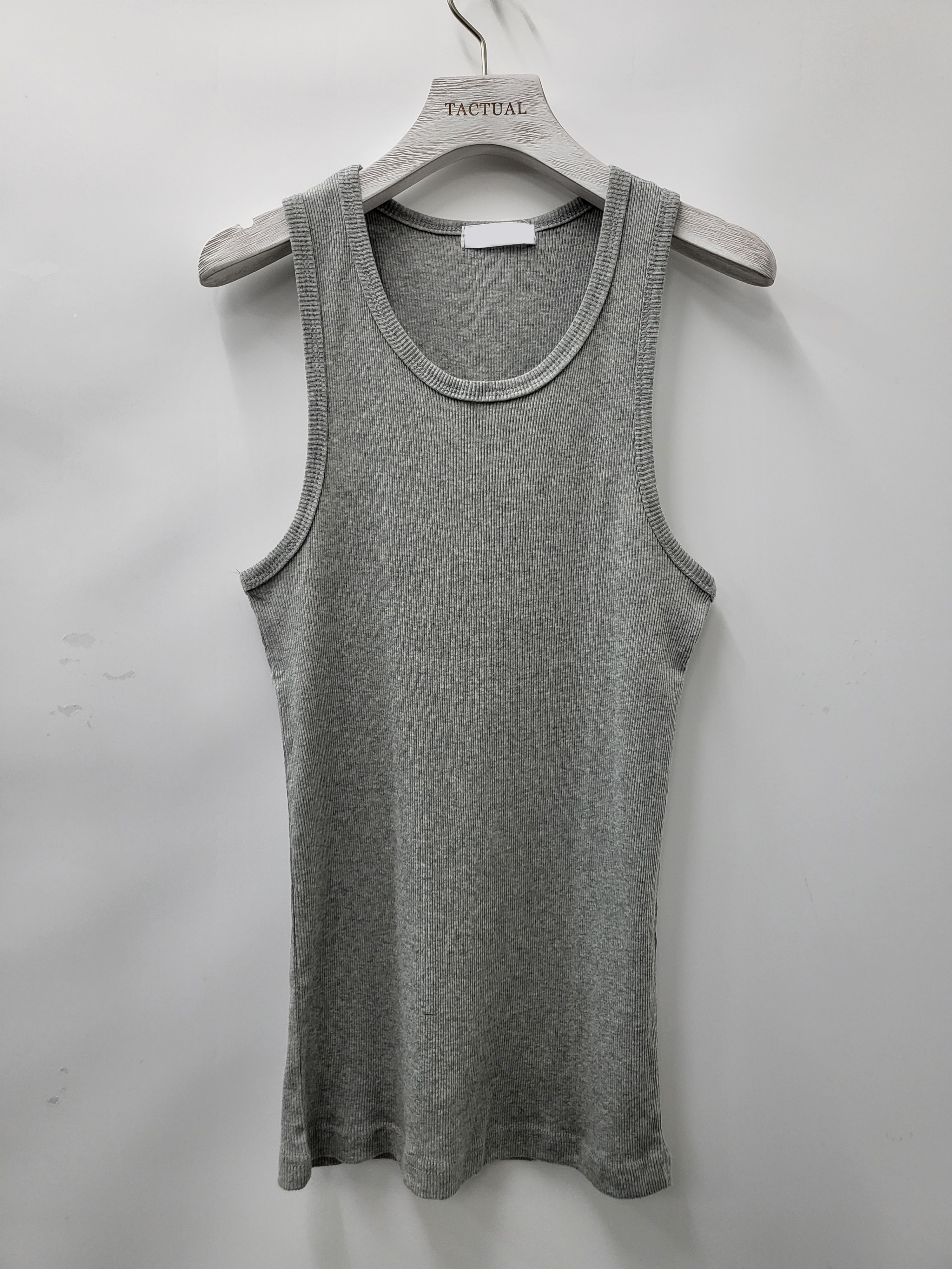 淨色暗直工字背紋背心 V1021