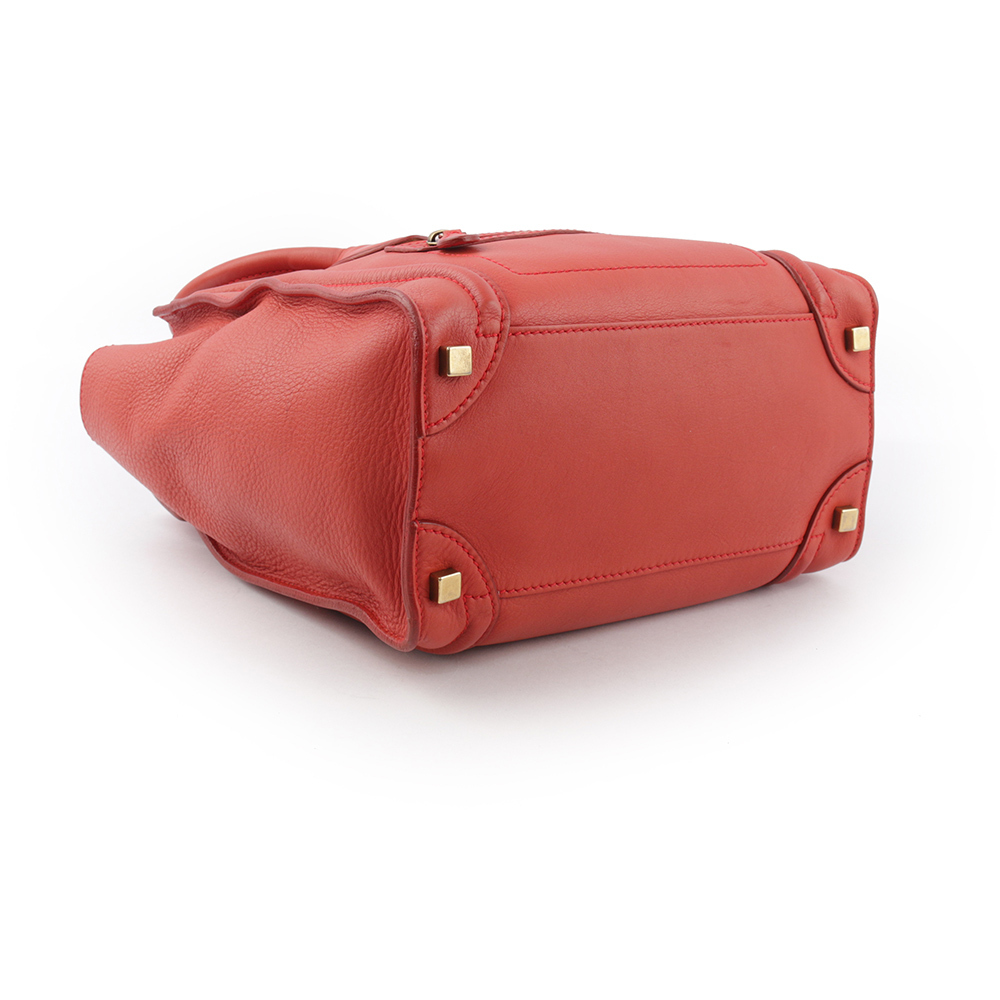 【CELINE】Micro Luggage Shopper 冏包 笑臉包 手提包(唇膏紅) 167793HSC.27LK