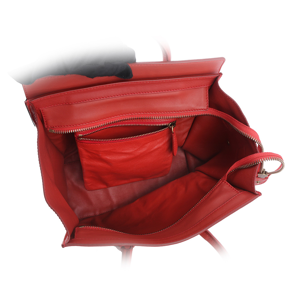 【CELINE】Micro Luggage Shopper 冏包 笑臉包 手提包(唇膏紅) 167793HSC.27LK