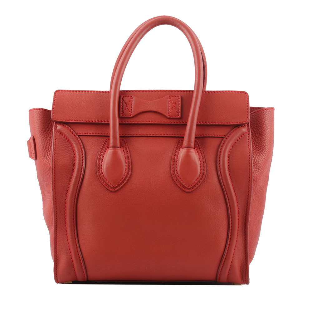 【CELINE】Micro Luggage Shopper 冏包 笑臉包 手提包(唇膏紅) 167793HSC.27LK