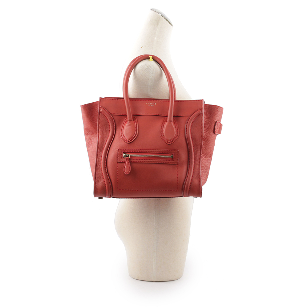 【CELINE】Micro Luggage Shopper 冏包 笑臉包 手提包(唇膏紅) 167793HSC.27LK