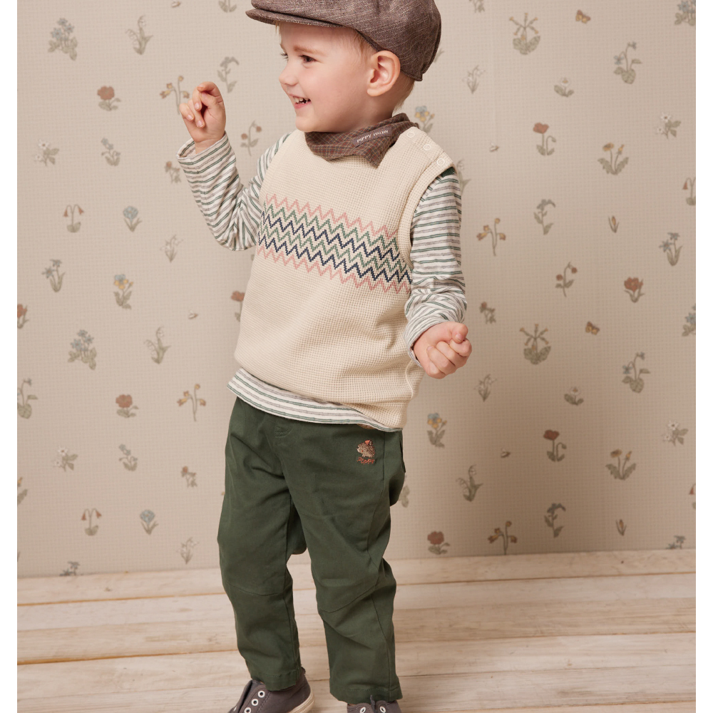 PIPPY 可愛刺蝟休閒彈性棉長褲 綠