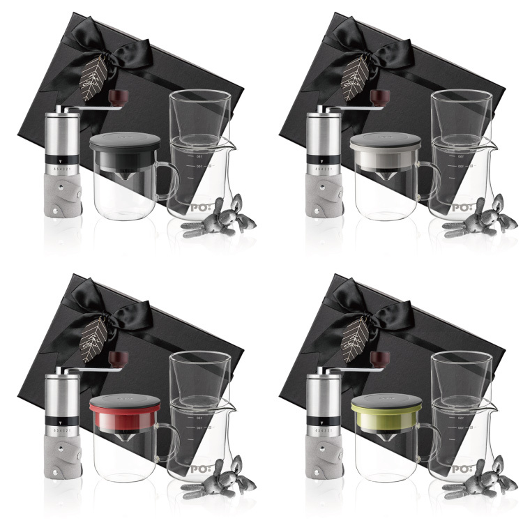 (預購4月底出貨)PO: 丹麥手沖咖啡三件禮盒組(咖啡杯350ml-共4色/咖啡磨2.0/濾杯組)