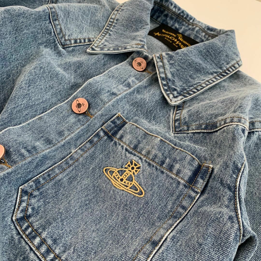Vivienne Westwood 土星🪐星球刺繡淺藍色水洗牛仔短外套