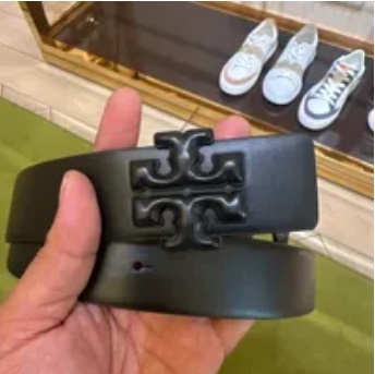 [S] TORY BURCH ELEANOR LOGO BELT,BLACK, 78424-001 (STB389)