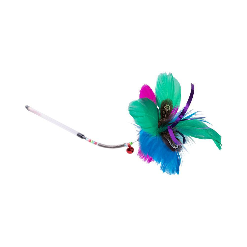 【Amy Carol】彈簧系列花羽逗貓棒-紫綠色#01