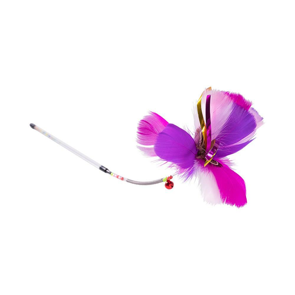 【Amy Carol】彈簧系列花羽逗貓棒-紅紫色#02