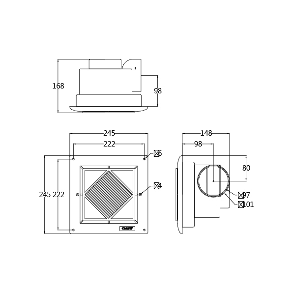 凱撒 換氣扇推薦型號 D602 / D602H 靜音換氣扇(側排)