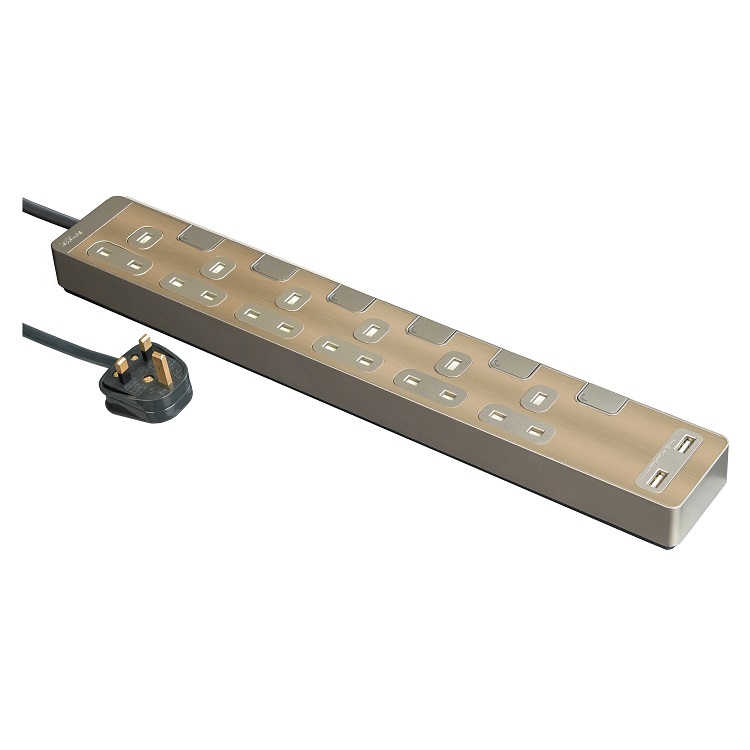 Schneider 6 位 + 2USB 拖板 3米 TSH36U (古銅金色)