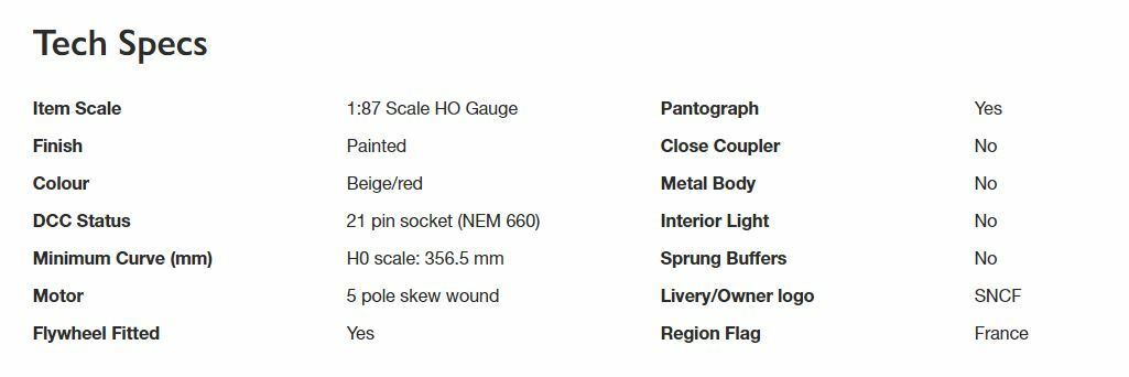 Jouef HJ2421S HO規 SNCF, CC 21003 數位音效電車