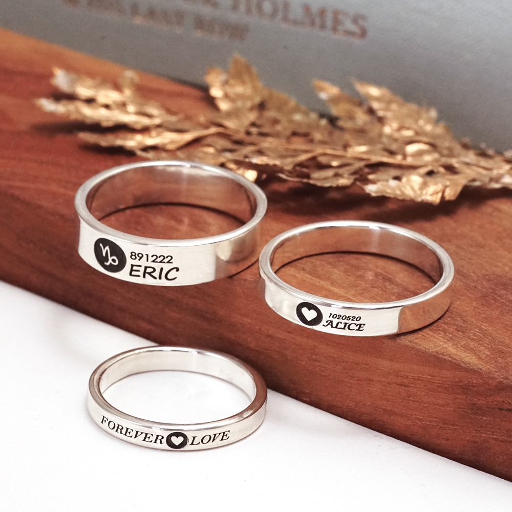 徽紋設計 經典刻字銀戒 925純銀刻字訂製 男戒 女戒 中性戒指
