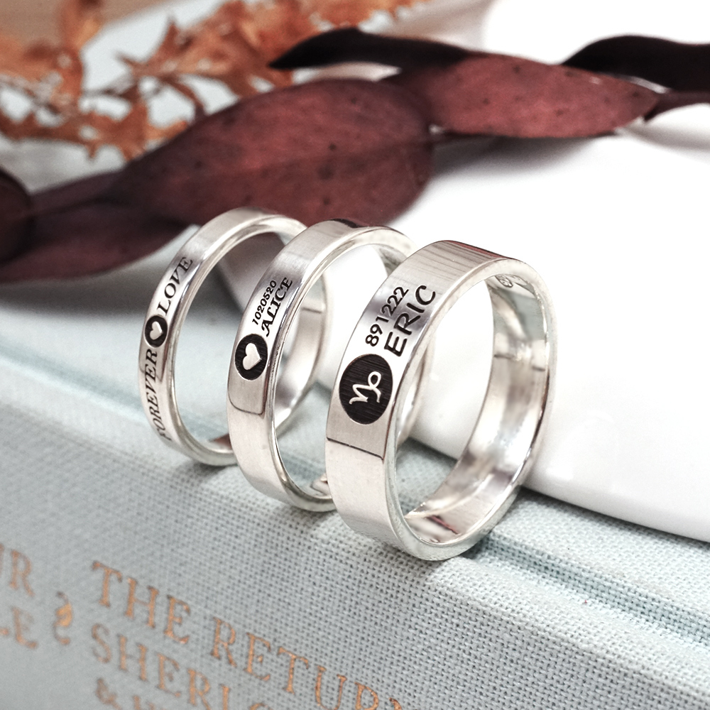 徽紋設計 經典刻字銀戒 925純銀刻字訂製 男戒 女戒 中性戒指