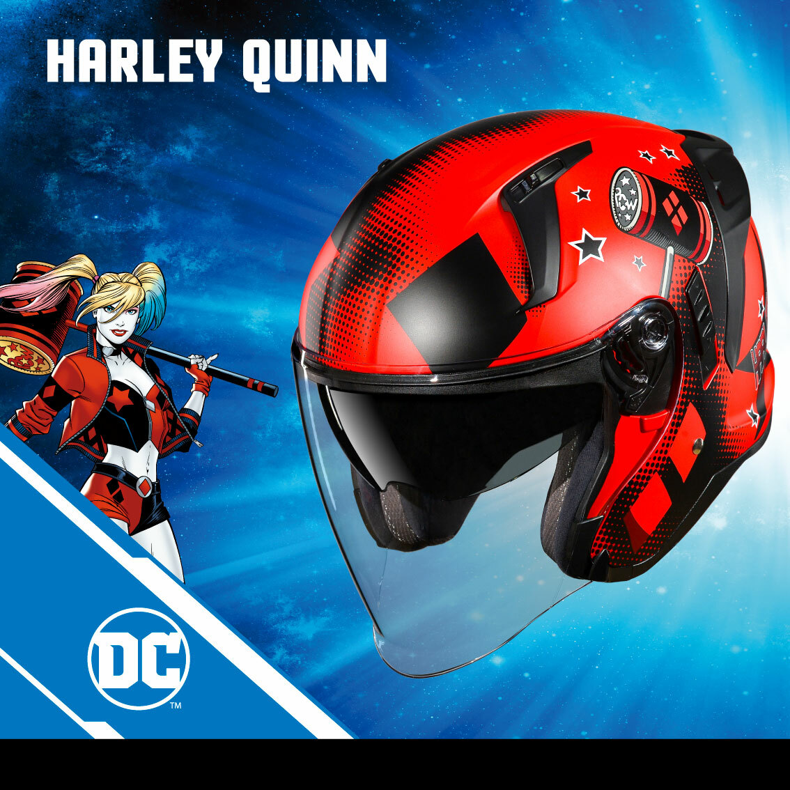 MING FENG 明峯 MF -320 DC 聯名 彩繪 哈莉・奎茵 半罩 安全帽 3/4罩