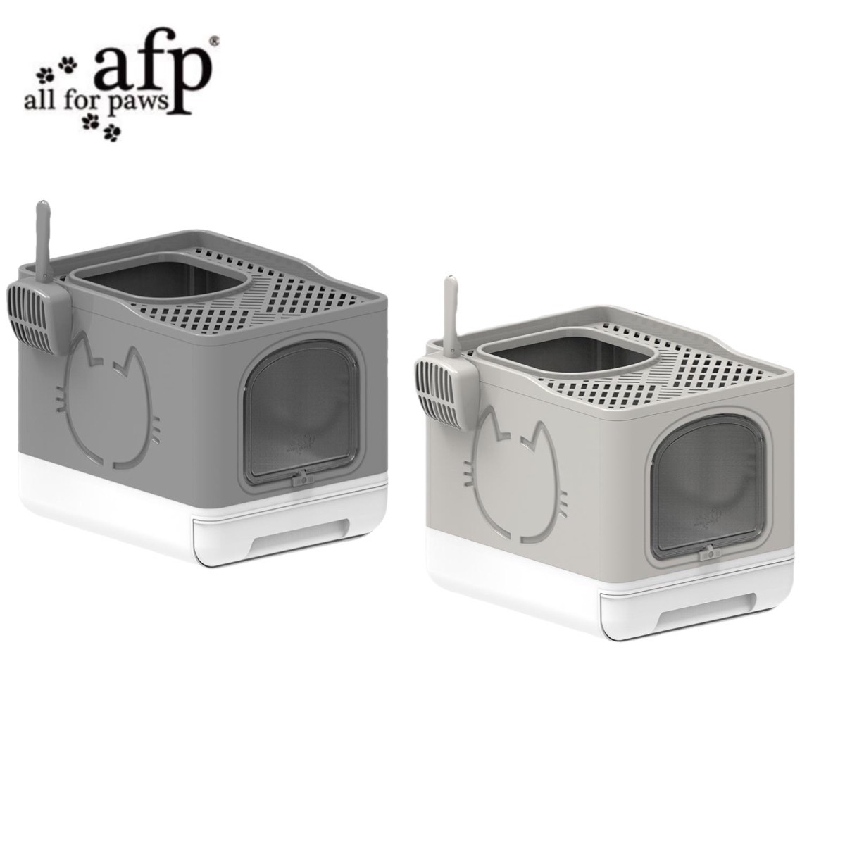 【AFP】 清新系列-抽折式貓便盆 經典灰/極淺灰
