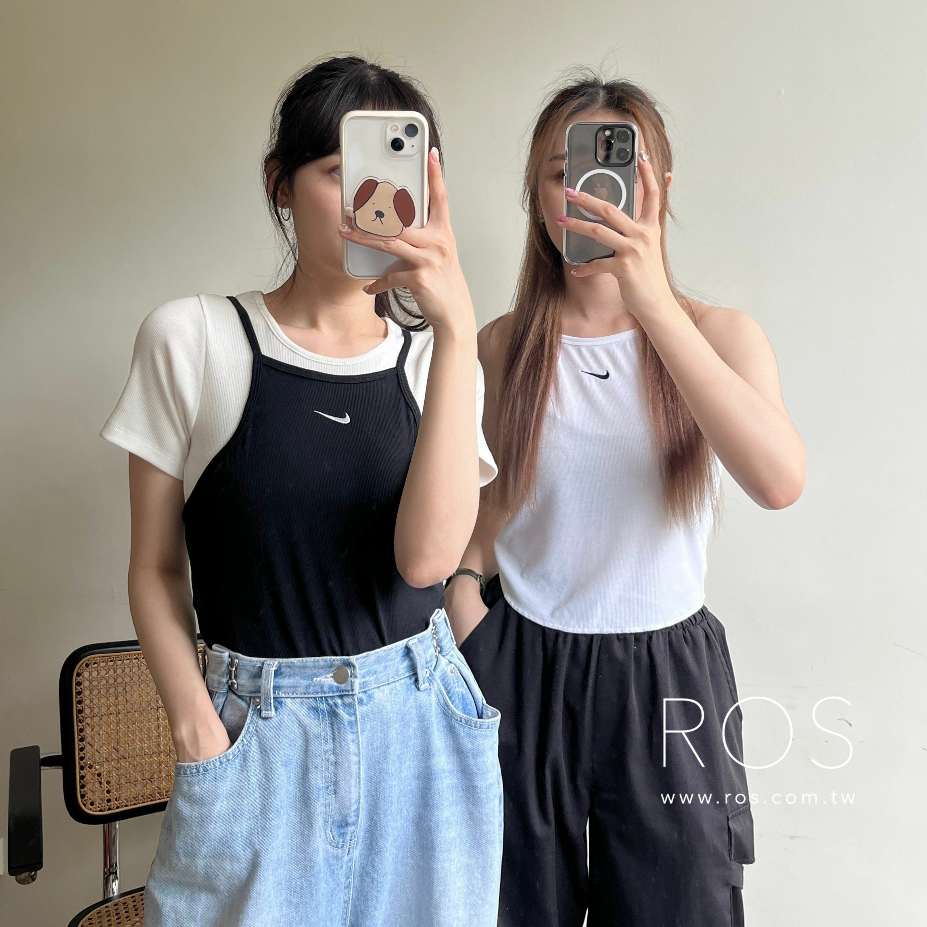 Nike 刺繡小勾 細肩背心 (2colors)