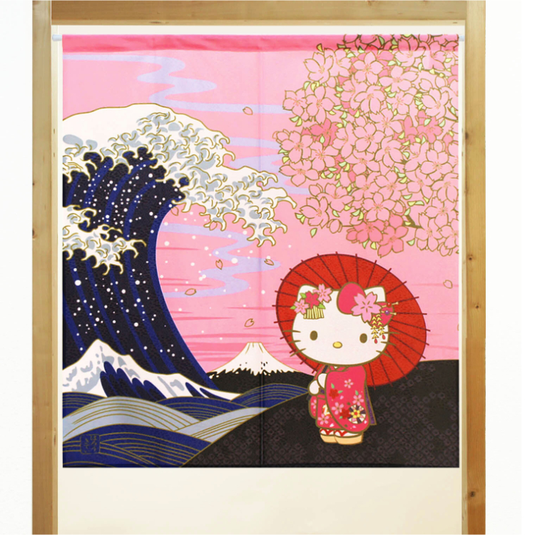 Sanrio Hello Kitty 短門簾 85×90cm 日本風景春日 #CM21SD-92208