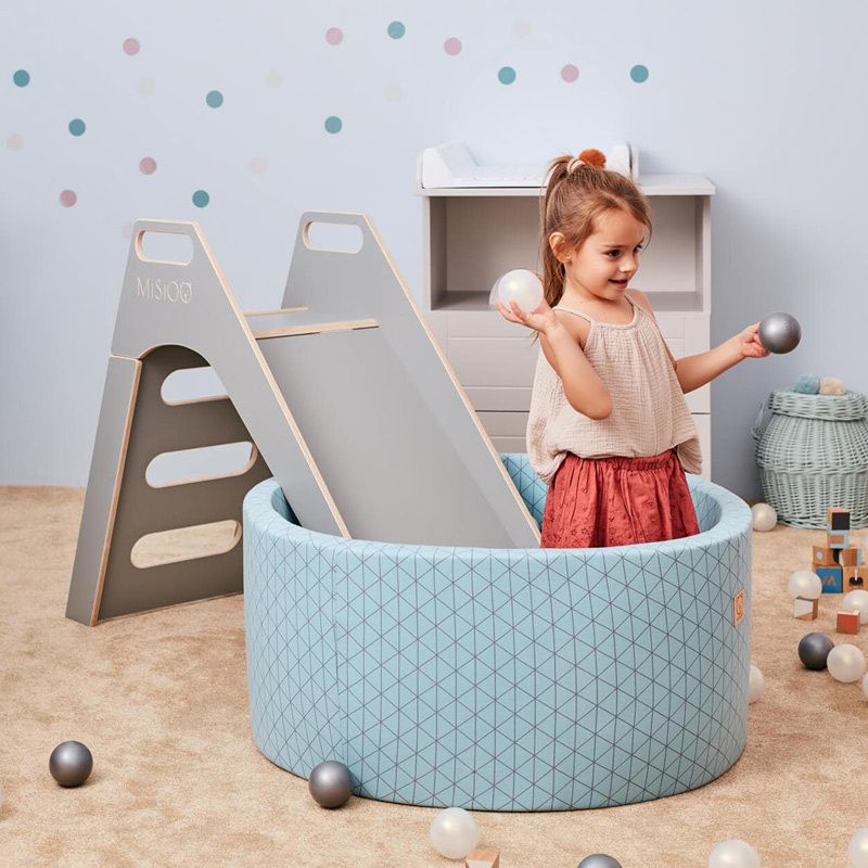 Misioo 高級木製溜滑梯-時尚灰