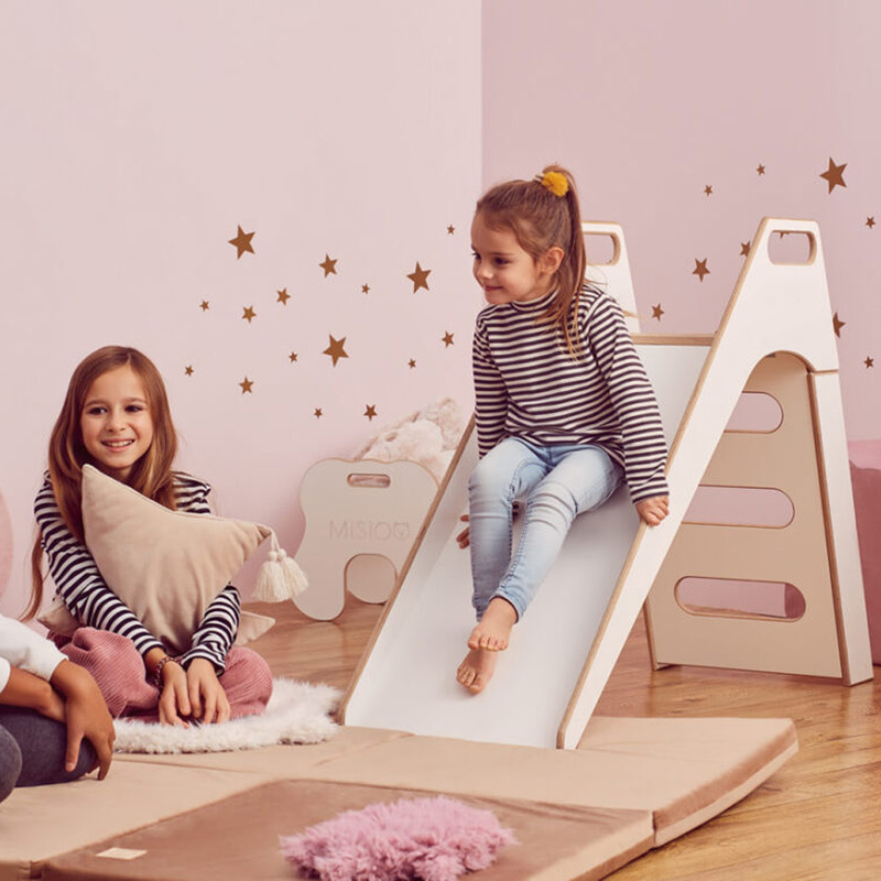 Misioo 高級木製溜滑梯-簡潔白
