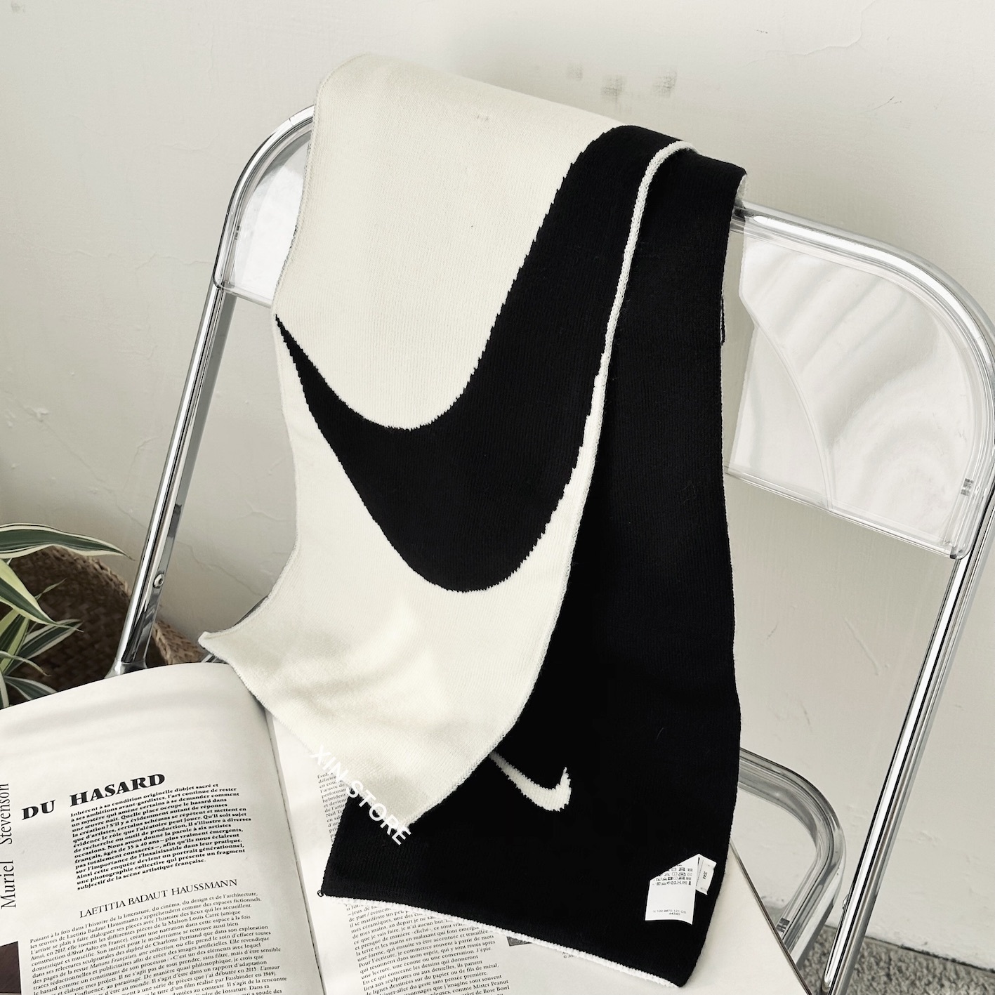 【現貨】Nike Swoosh Sport 大勾 小勾 針織 保暖 圍巾 米黑