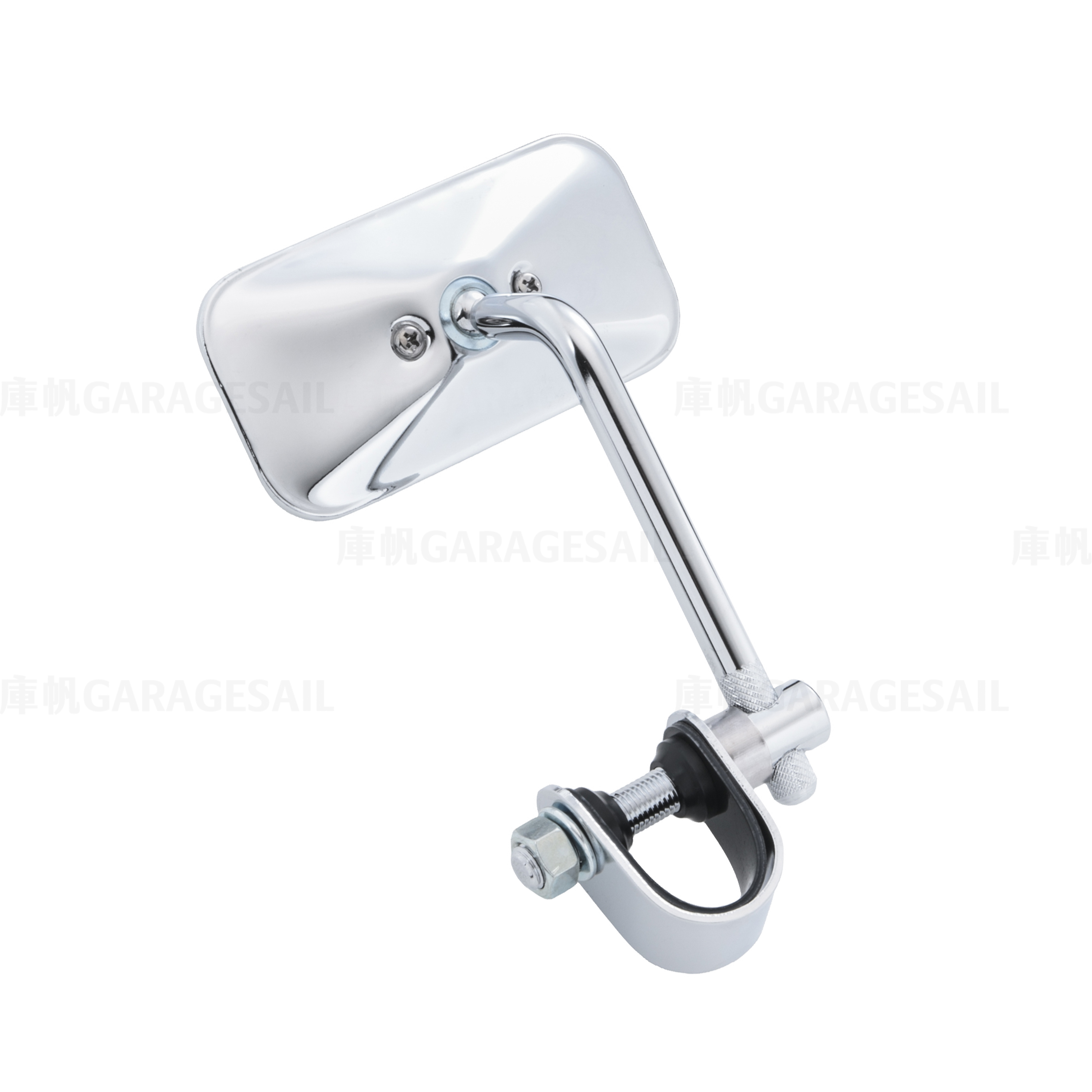 短桿 夾式 後照鏡 小長方 銀